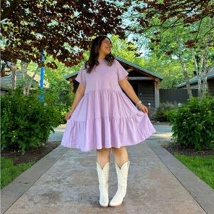 Shiny by Nature lavender tiered shirt dress 2XL EUC